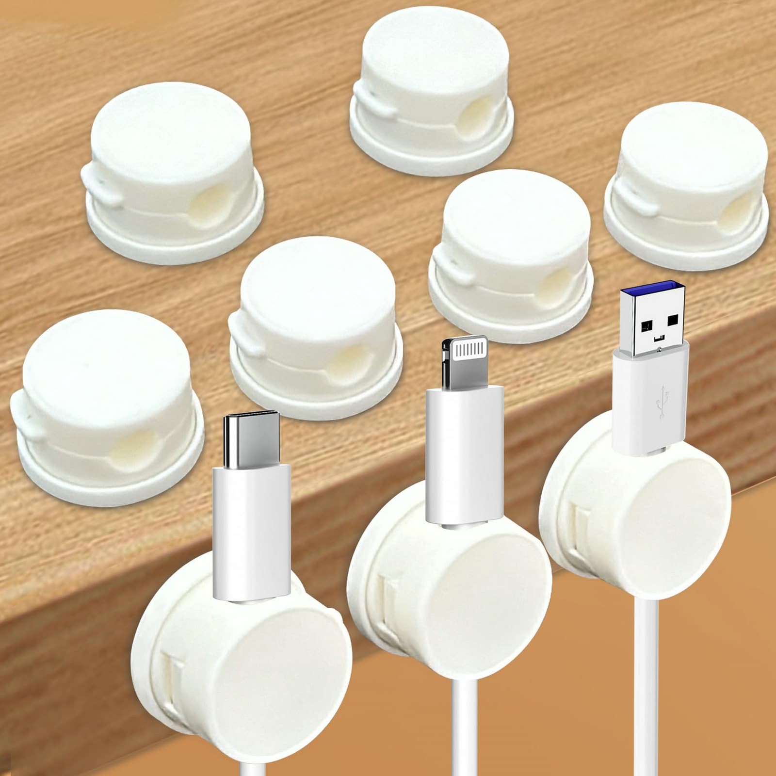 9 Pack Rotatable Magnetic Cord Organizer, Phone Cable Management, Desk White 