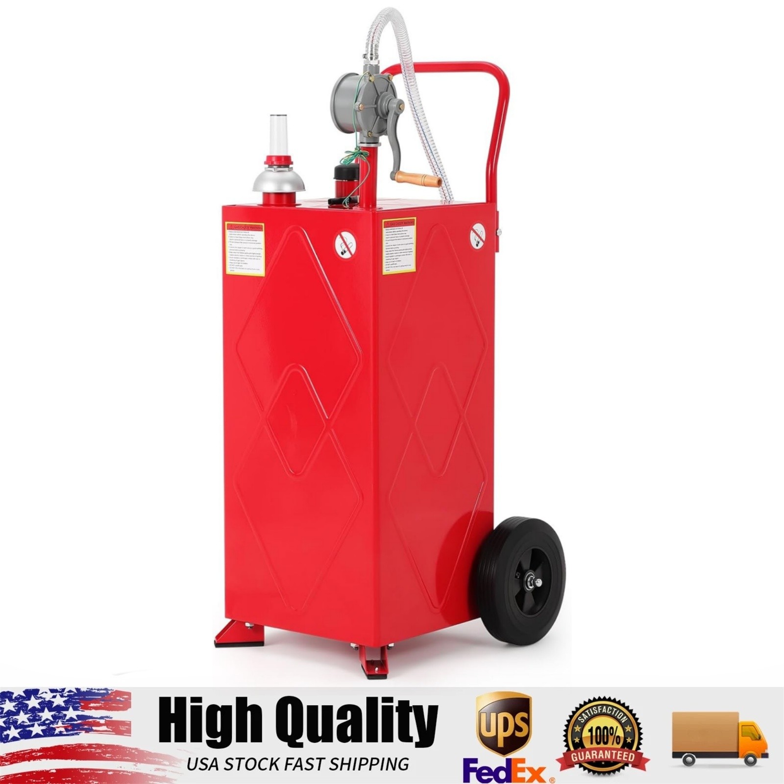 35 Gallon Diesel Fuel Transfer Tank with Manual Pump, Heavy-Duty Steel Gas Caddy