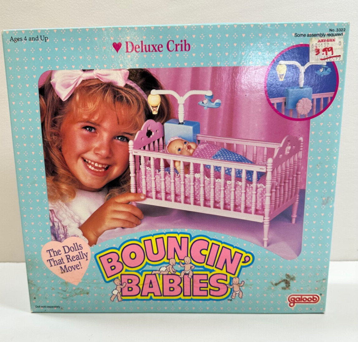 Vintage 1988 Galoob BOUNCIN’ BABIES Deluxe Crib NOS Sealed