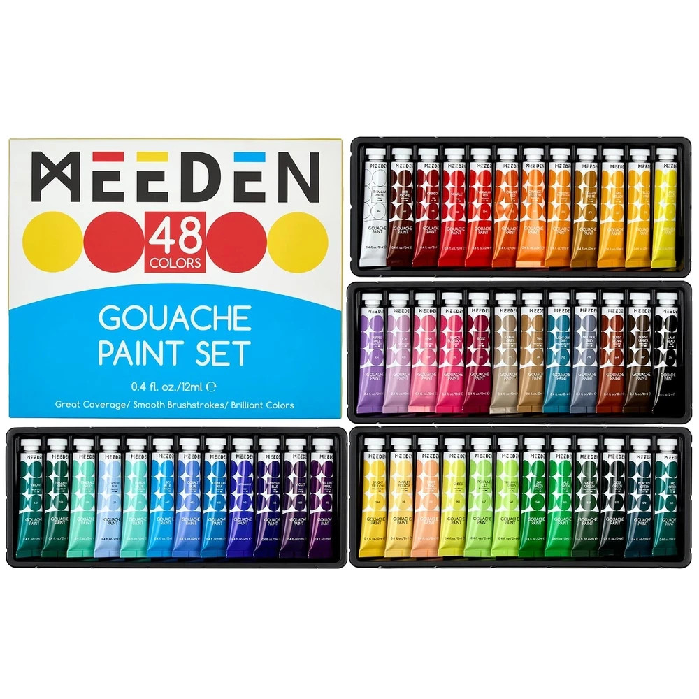 MEEDEN Gouache Paint Set - 48x12ml Tubes, 0.4 oz, Art Paint Supplies