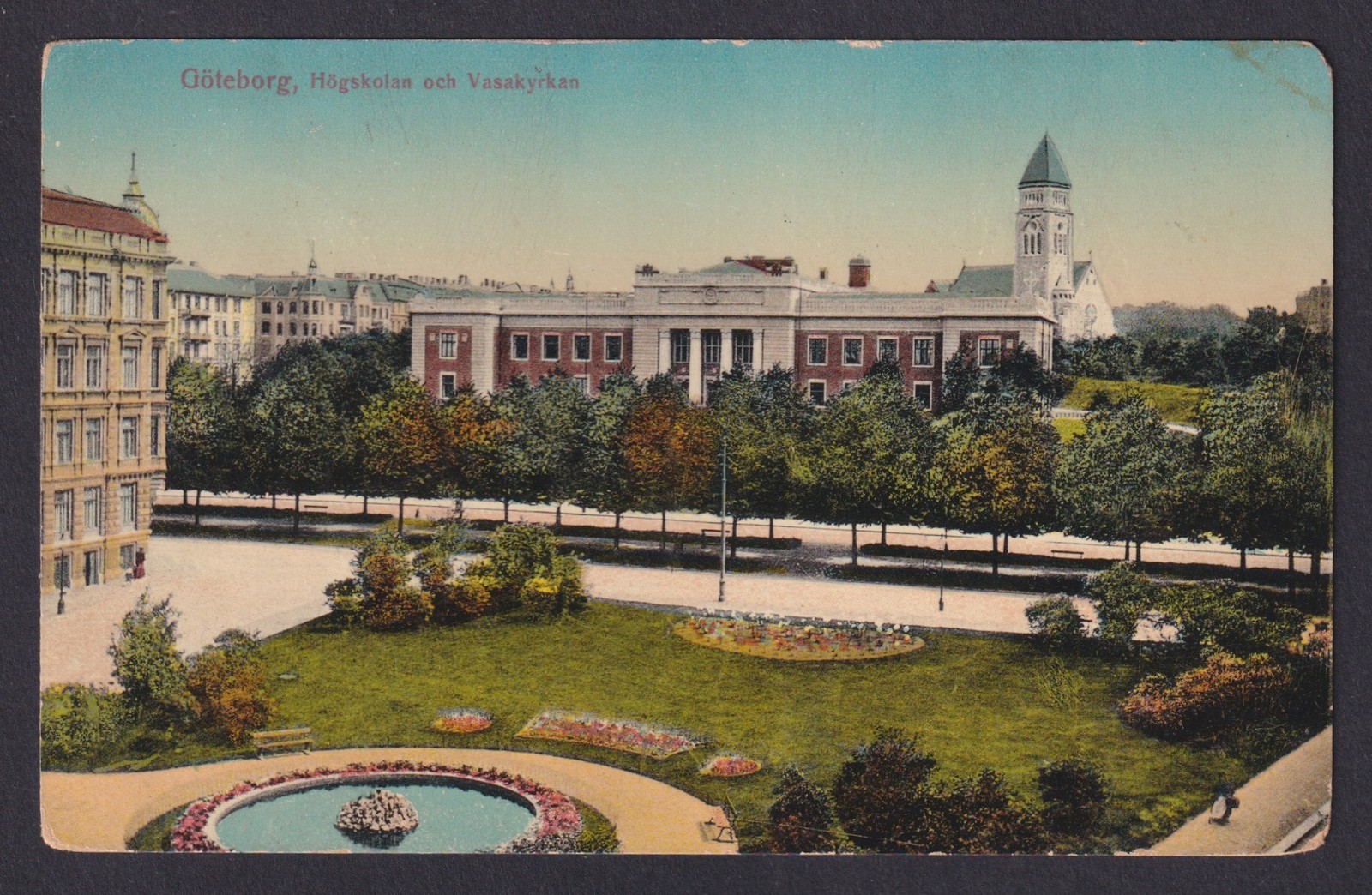 Vintage postcard Goteborg Vasakyrkan University Sweden color view