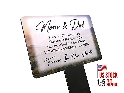Mom & Dad Memorial Plaque Stake. Beautiful, eye-catching, waterproof grave 