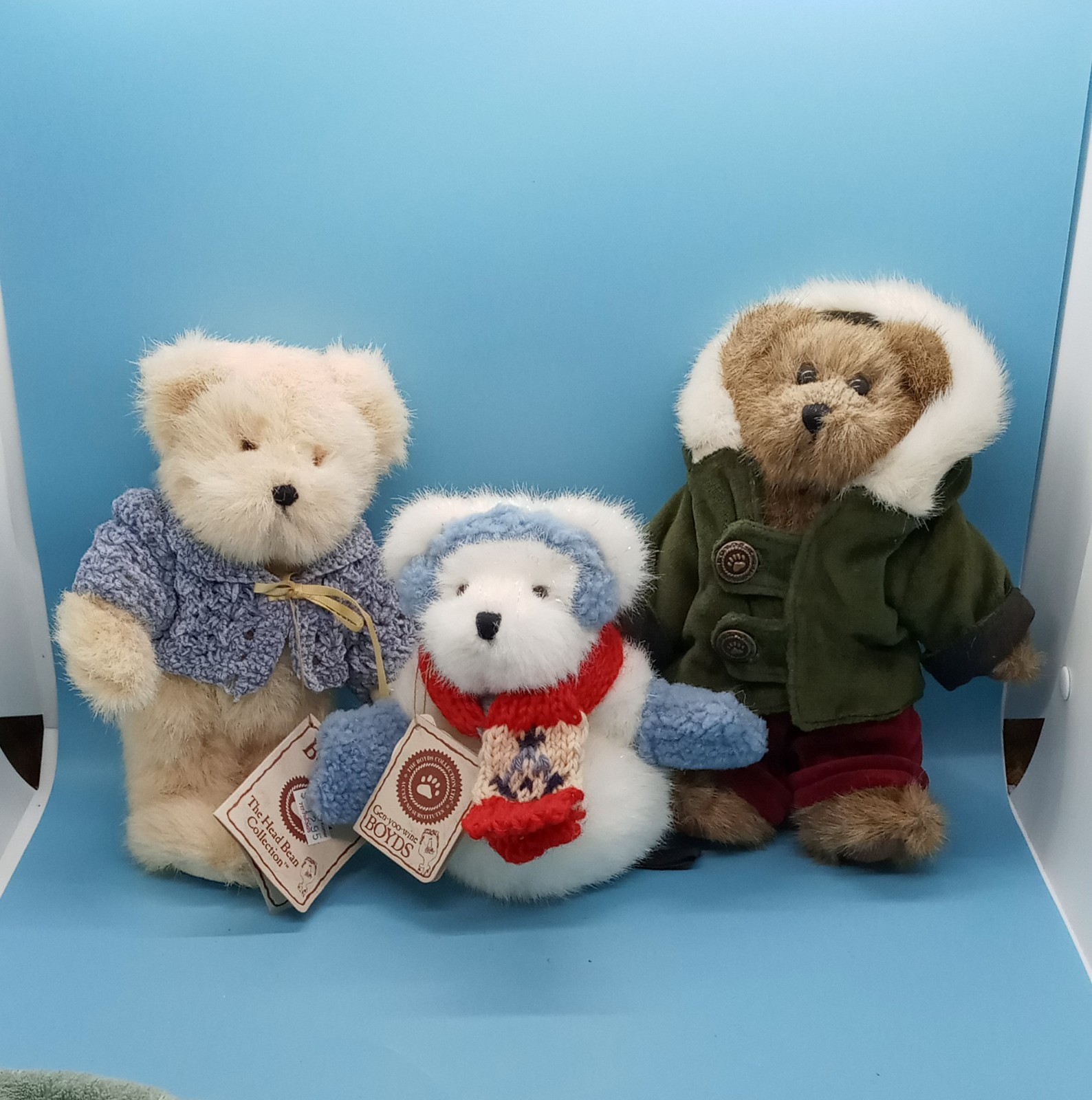 3 Plush Boyds Bears; 8" Gerbie Daisydew; 6" Frostily Farklefrost; 8" Matthew