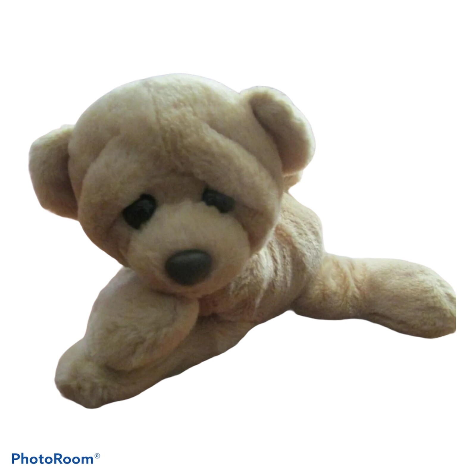 Aurora World Teddy Bear Cream Tan Beige Slouch Plush Sweet Sad Face Retired HTF