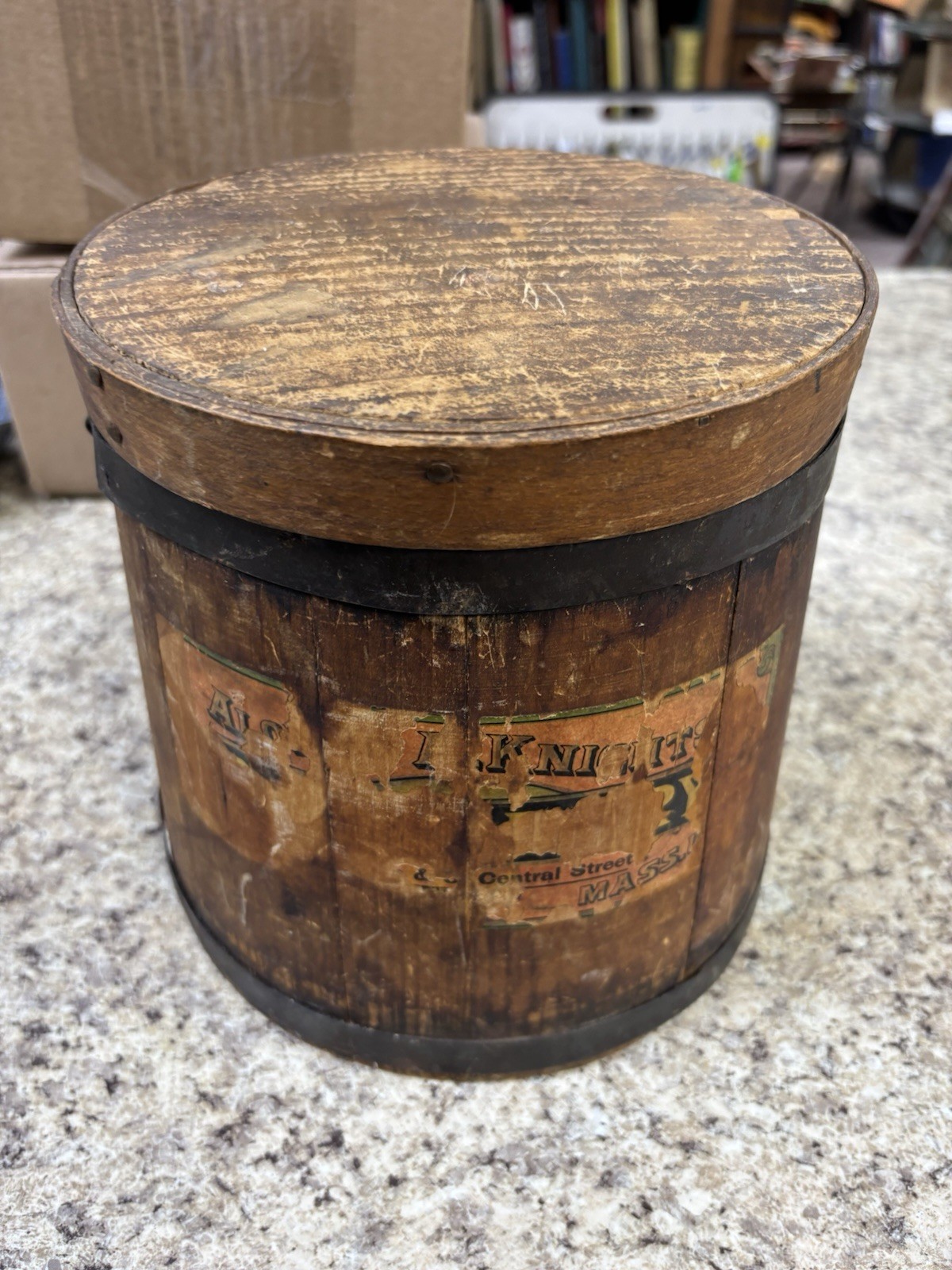 Antique New England Wooden Bucket Wire Wood Bail Handle 7 3/4"