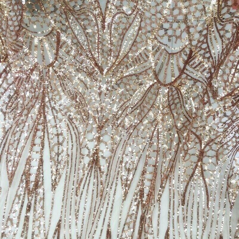 Sequins Mesh Embroidery Fabric Tulle Voile Wedding Prom Dress Clothes Shiny DIY