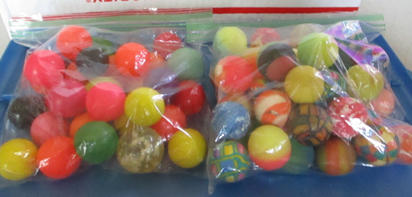 70 Hard Rubber Ball Lot High Bounce - Multicolor & Designs  1" inch Collection