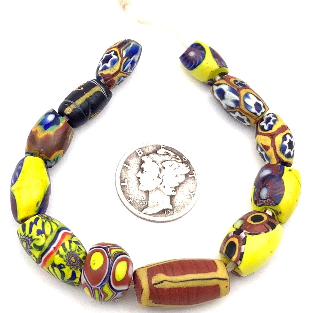 12 Venetian Antique Variety Millefiori African Glass Trade beads-#3321