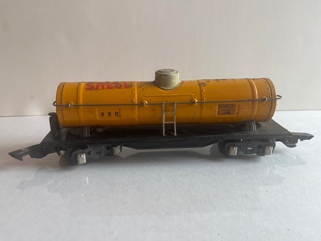 AMERICAN FLYER - O Gauge - Prewar - SHELL #480 (B) - Yellow Tank Car!