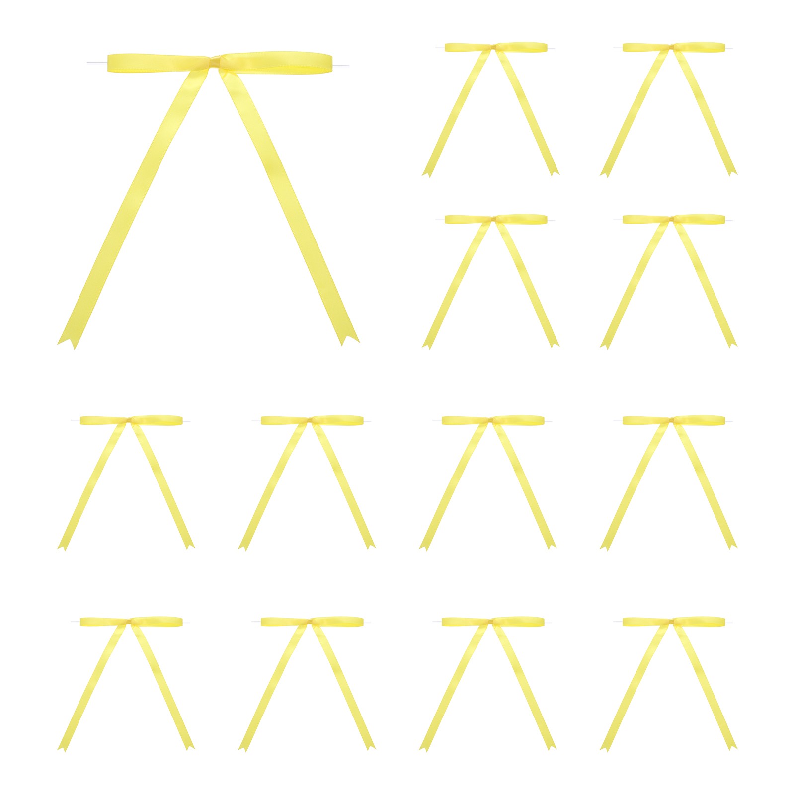 50 Pcs 5x7" Twist Tie Bows Satin Ribbon Bows Wrapping Bows Lemon Yellow