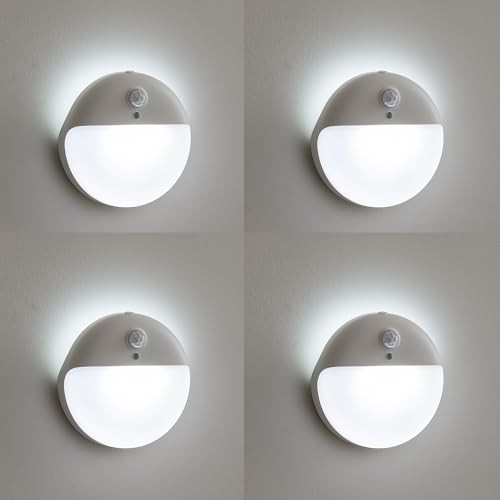 Battery Night Light, Toilet Lights, 2.6" Small Motion 4 Pack Daylight White