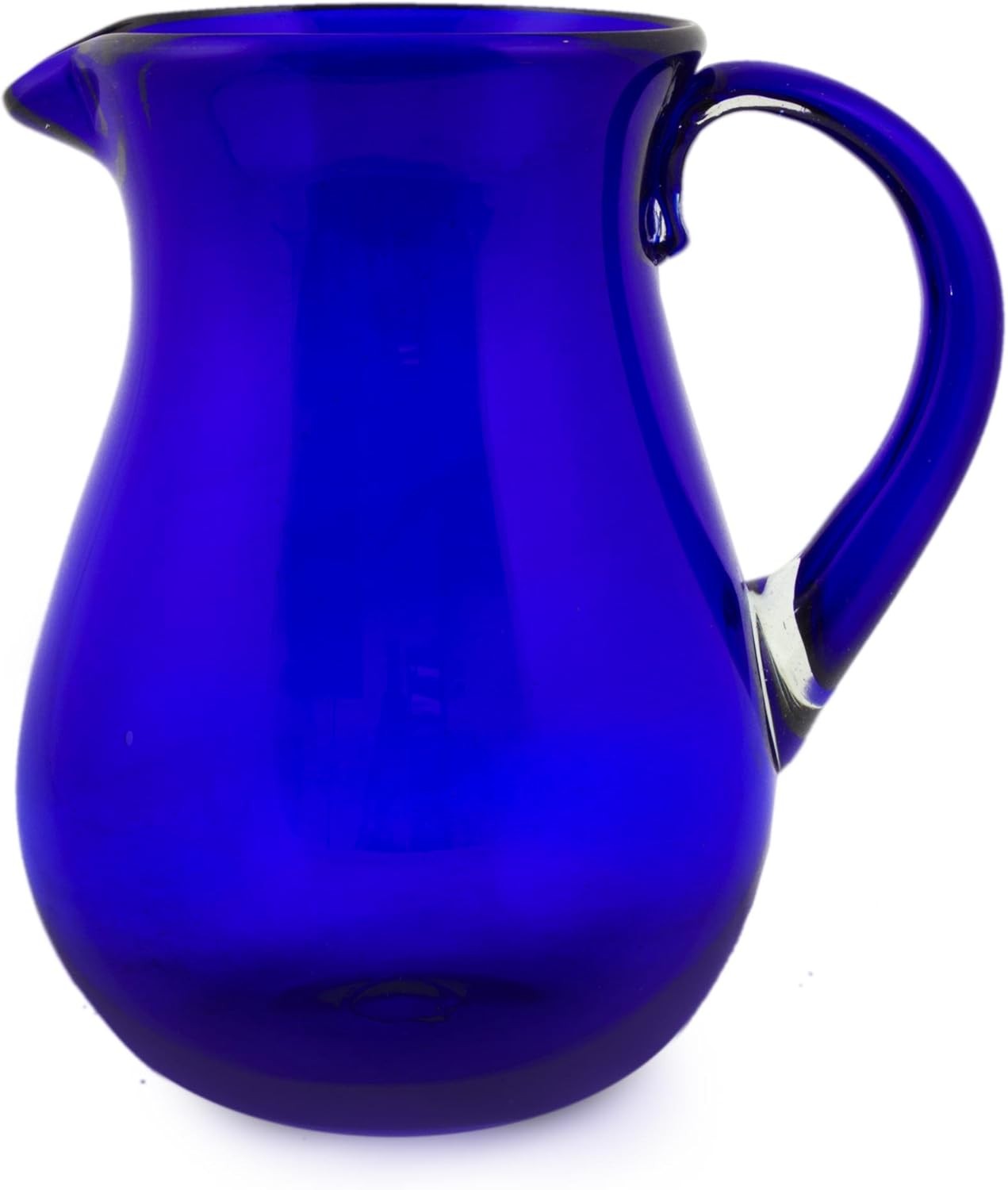 Large Blue Hand Blown Glass Pitcher For Water Margaritas Lemonade 82 Oz