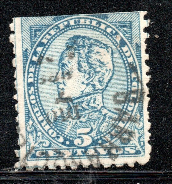 COLOMBIA 1917 5c Light Blue - Bolívar - Imperforate on one side variety   (NE40)