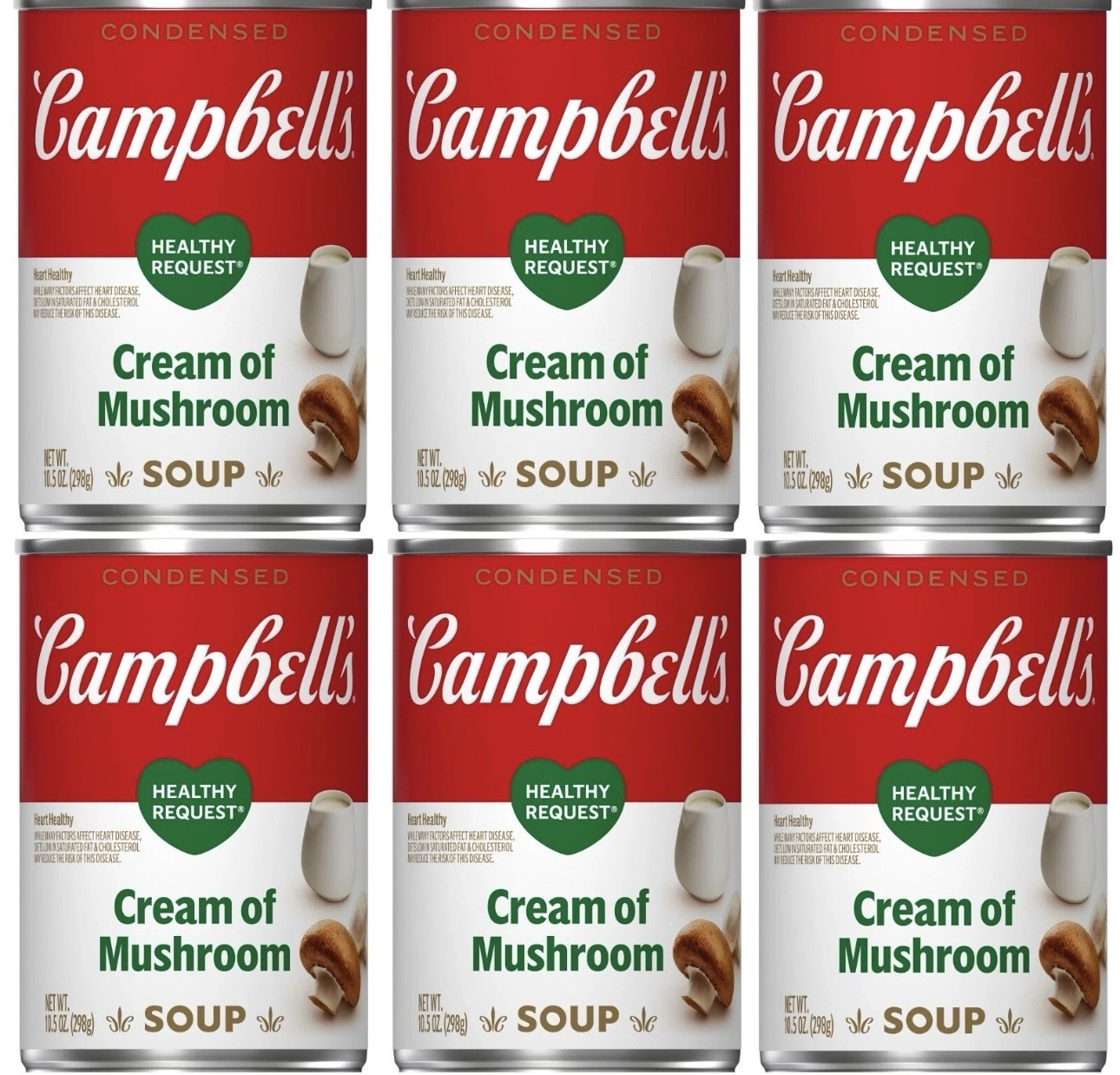 Campbell's Condensed CREAM OF MUSHROOM Soup Healthy Request (6 Cans)