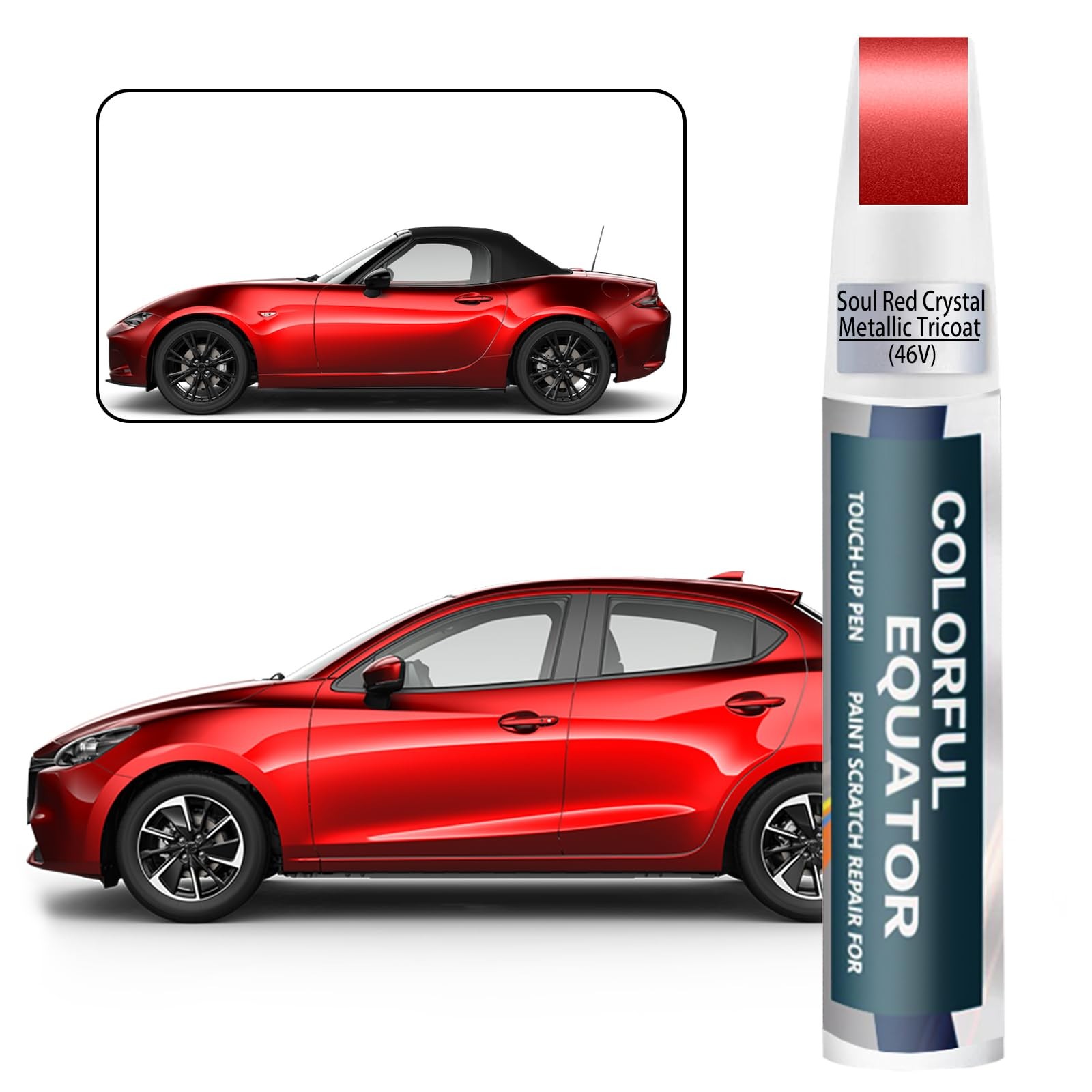 46V Soul Red Crystal Metallic Tricoat Touch Up Paint for Mazda, Car Paint Pen