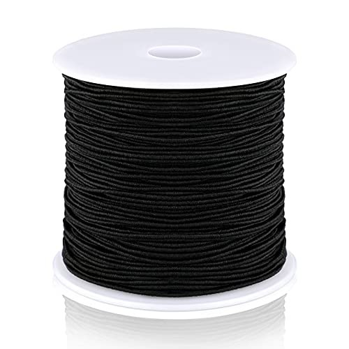 Outus 1mm Elastic String Black Cord for Jewelry Thread 1.00mm, 