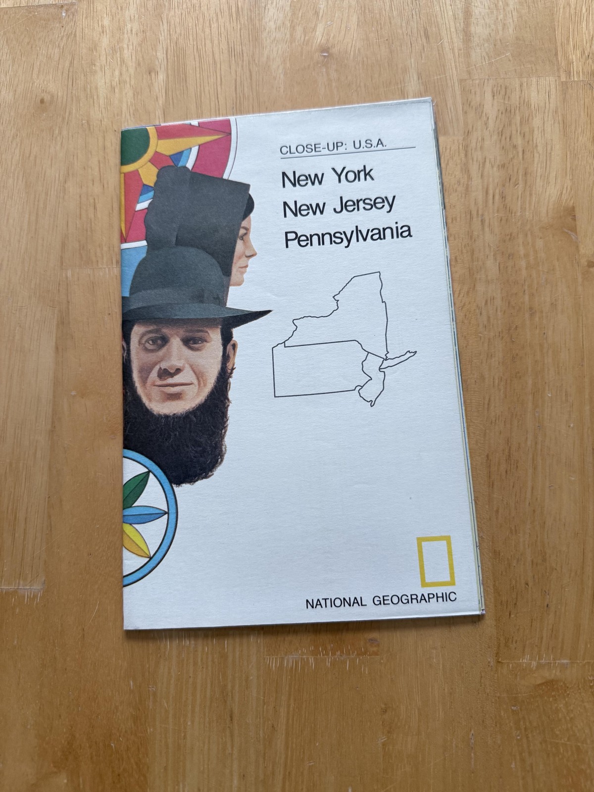 Vintage 1977 National Geographic Close-Up USA Northeast Map New York NJ PA