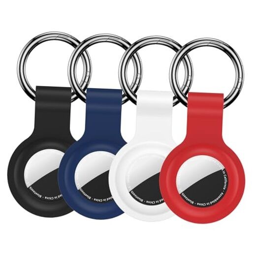 Compatible with AirTag Holder Case Keychain 4 Black/White/Blue/Red