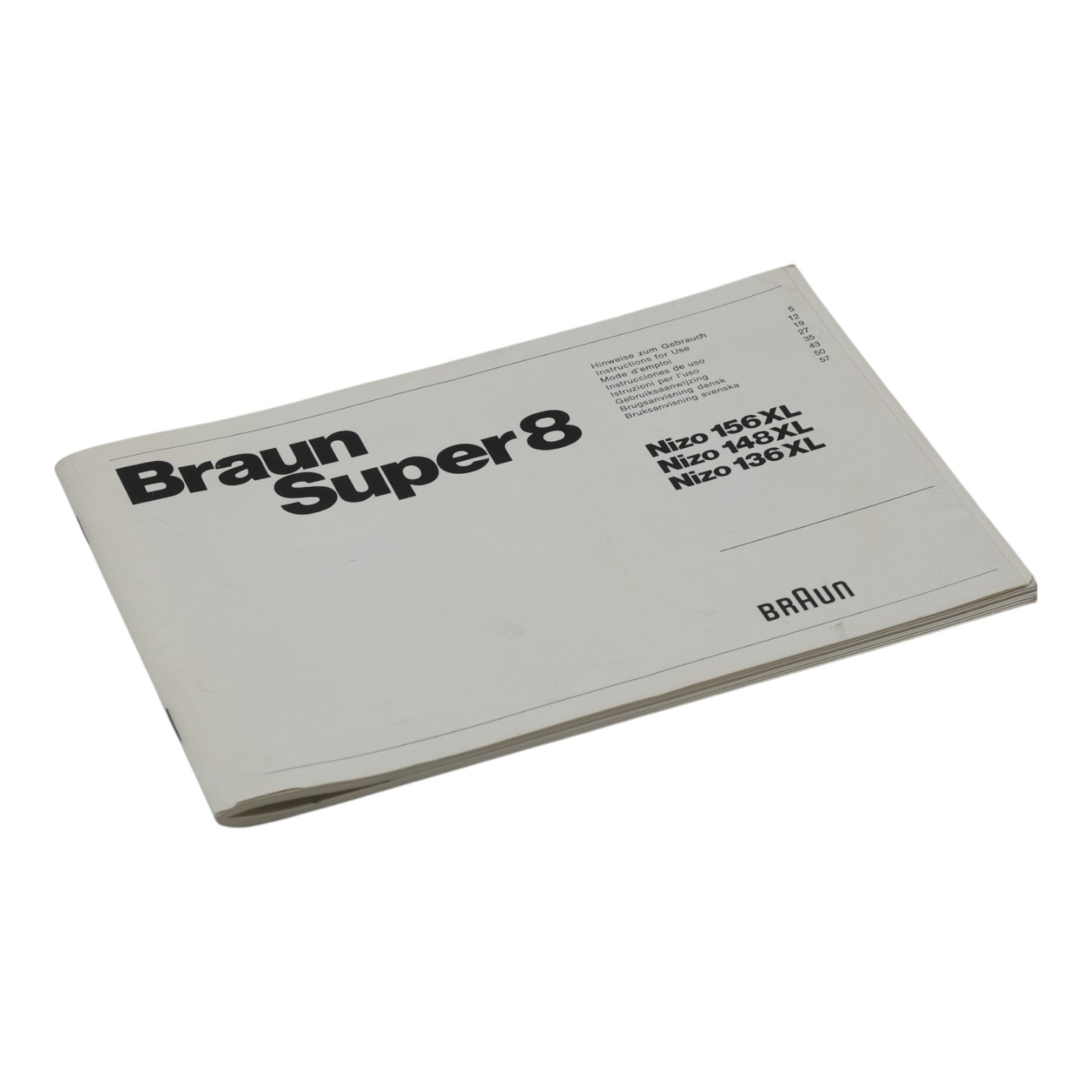 Braun Super 8 Nizo 156XL Nizo 148XL Nizo 136XL Manual