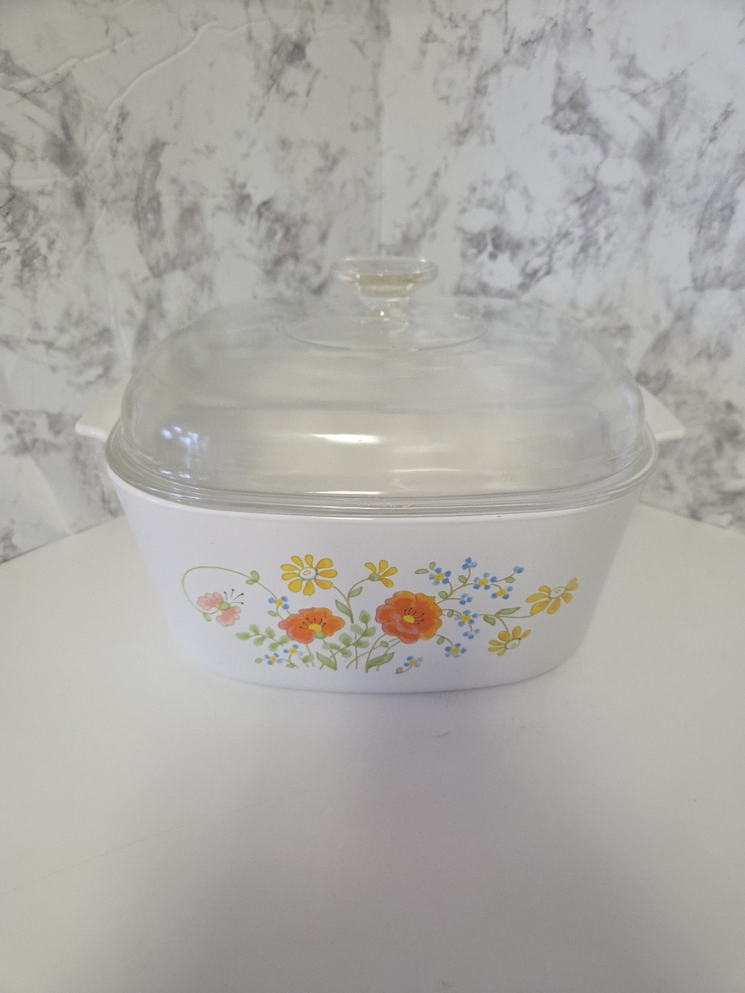 Vintage Corning Ware Wildflower A-5-B Casserole Dish 5 Liter & Pyrex A-12-C Lid