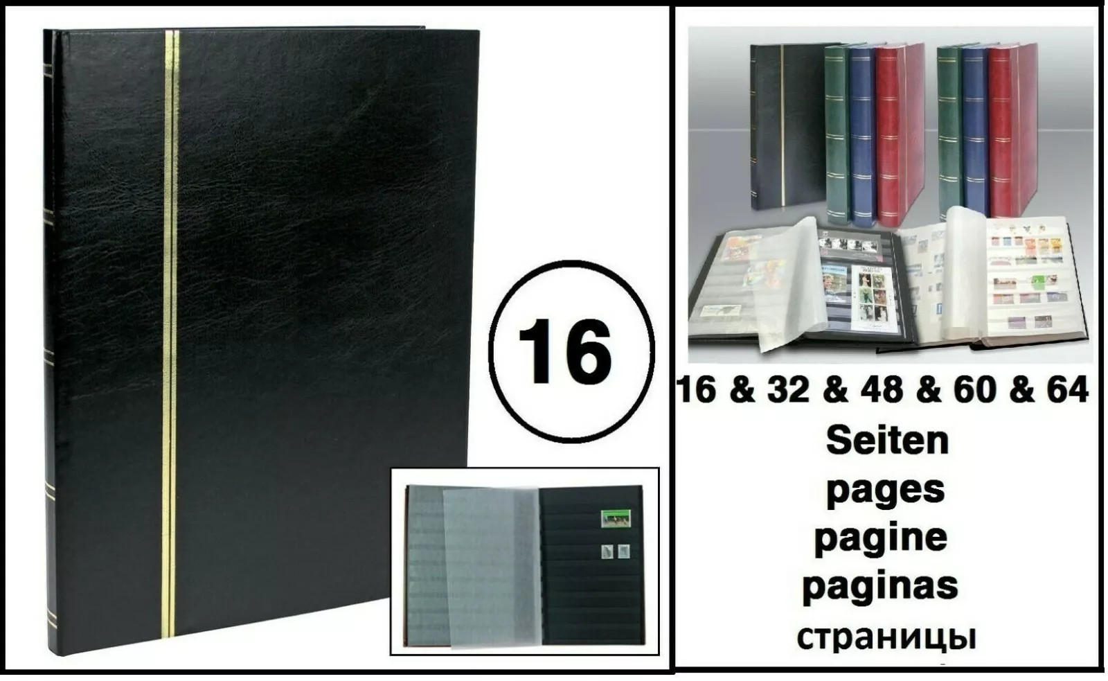 Stamp Album - Black - A4 - Insert Books - 16 Black Pages - LOOK - 1158 - 5