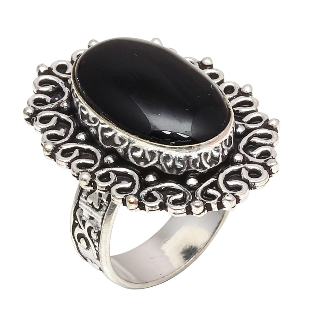 Black Obsidian Gemstone Handmade Silver Jewelry  "9"
