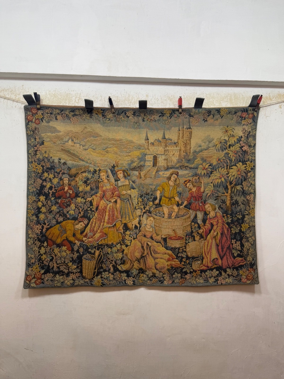 Vintage Fabulous French Aubusson Style Pictorial Figurative Tapestry Wall Hang