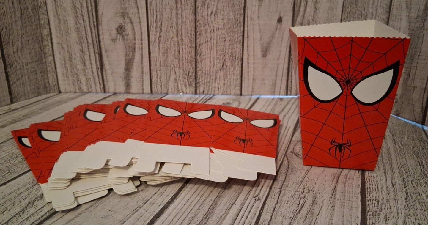 20 Pack Superhero Party PopCorn Box Decorations Spiderman Birthday 5" Tall