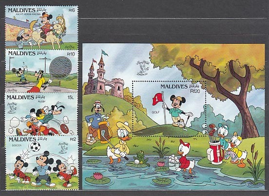 Maldives - Mail Yvert 1250/3+H.165 ** MNH Walt Disney
