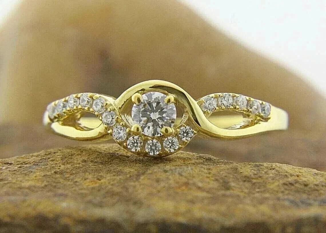 2CT Round Cut Lab Created Diamond Women's Wedding Ring 14K Yellow Gold Plated