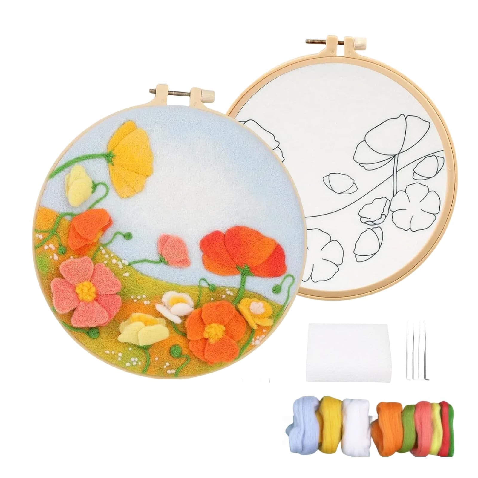 Fazanwey Needle Felting Kits Beginners,DIY Wool Felt Starter Flower 