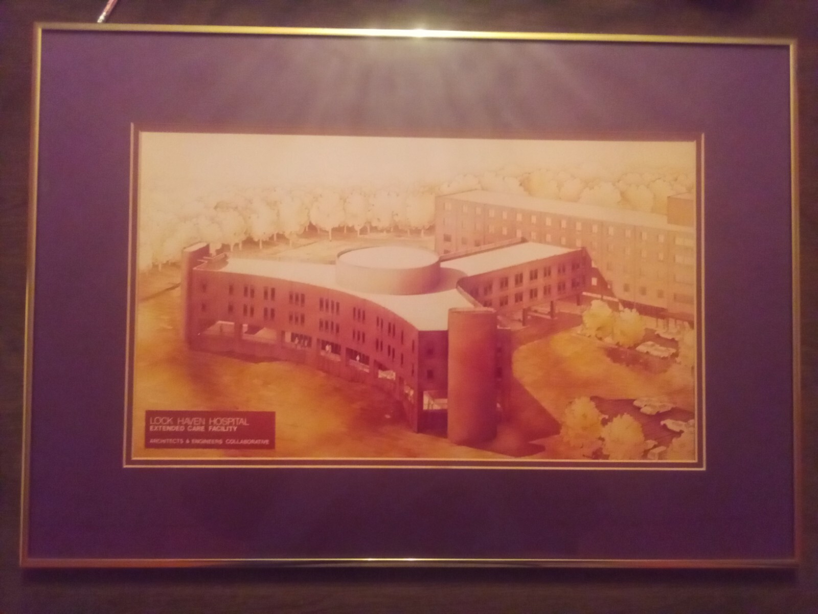 Lock Haven Pennsylvania Univ. Hospital Pen and Watercolor Architectural Drawing