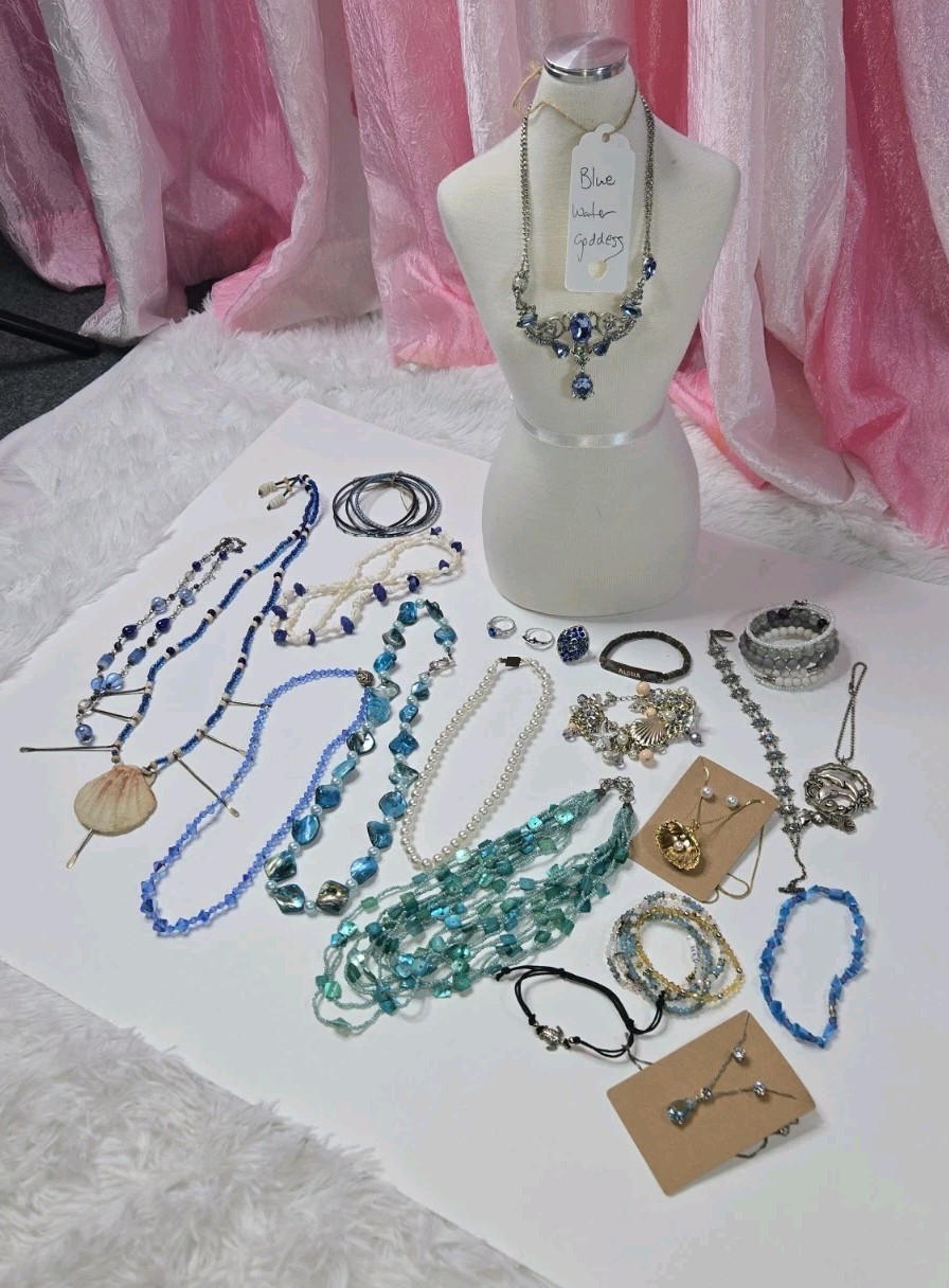 Jewelry Lot Blue Water Mermaid Clean Curated Bundle Free Gift