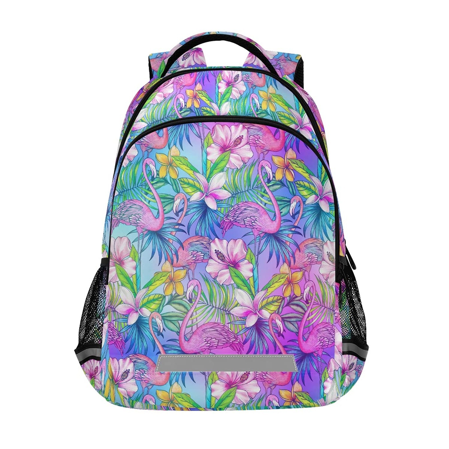 MNSRUU School Backpack with Chest Strap, Flamingo Tropical Bird Flower Laptop...