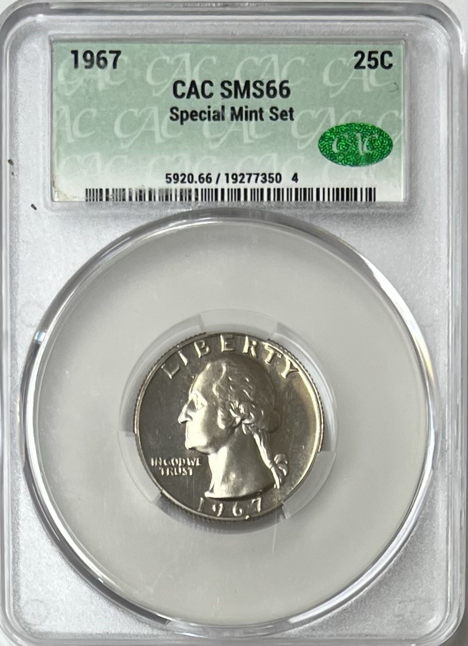 1967 Washington Quarter 25c Special Mint Set SMS66 CAC
