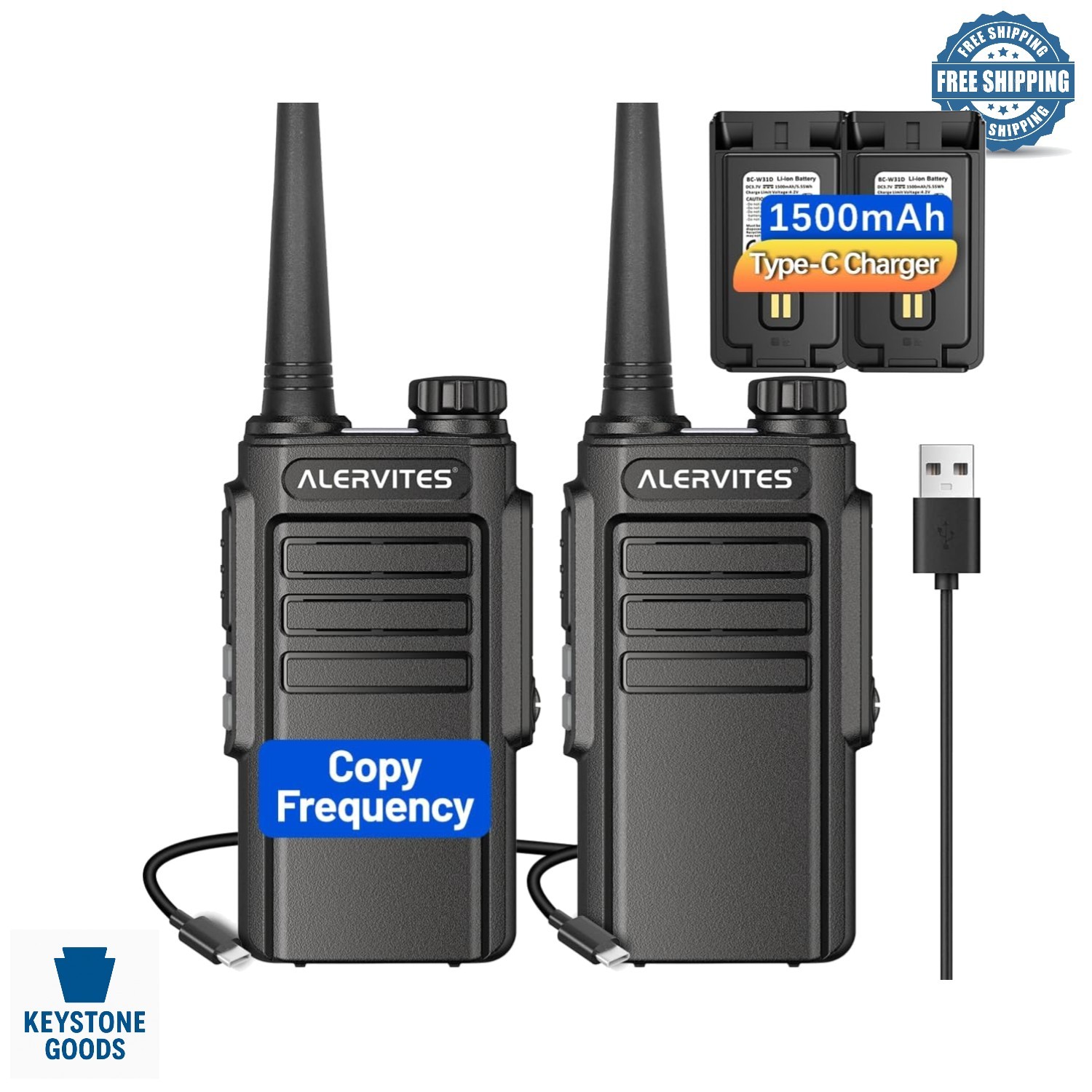 Long Range Rechargeable UHF Walkie Talkies for Adults - 2 Pack