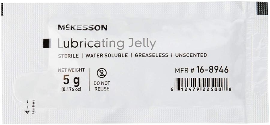 McKesson Lubricating Jelly Water/Glycerin 5G Individual Packet Unscented Clear 1