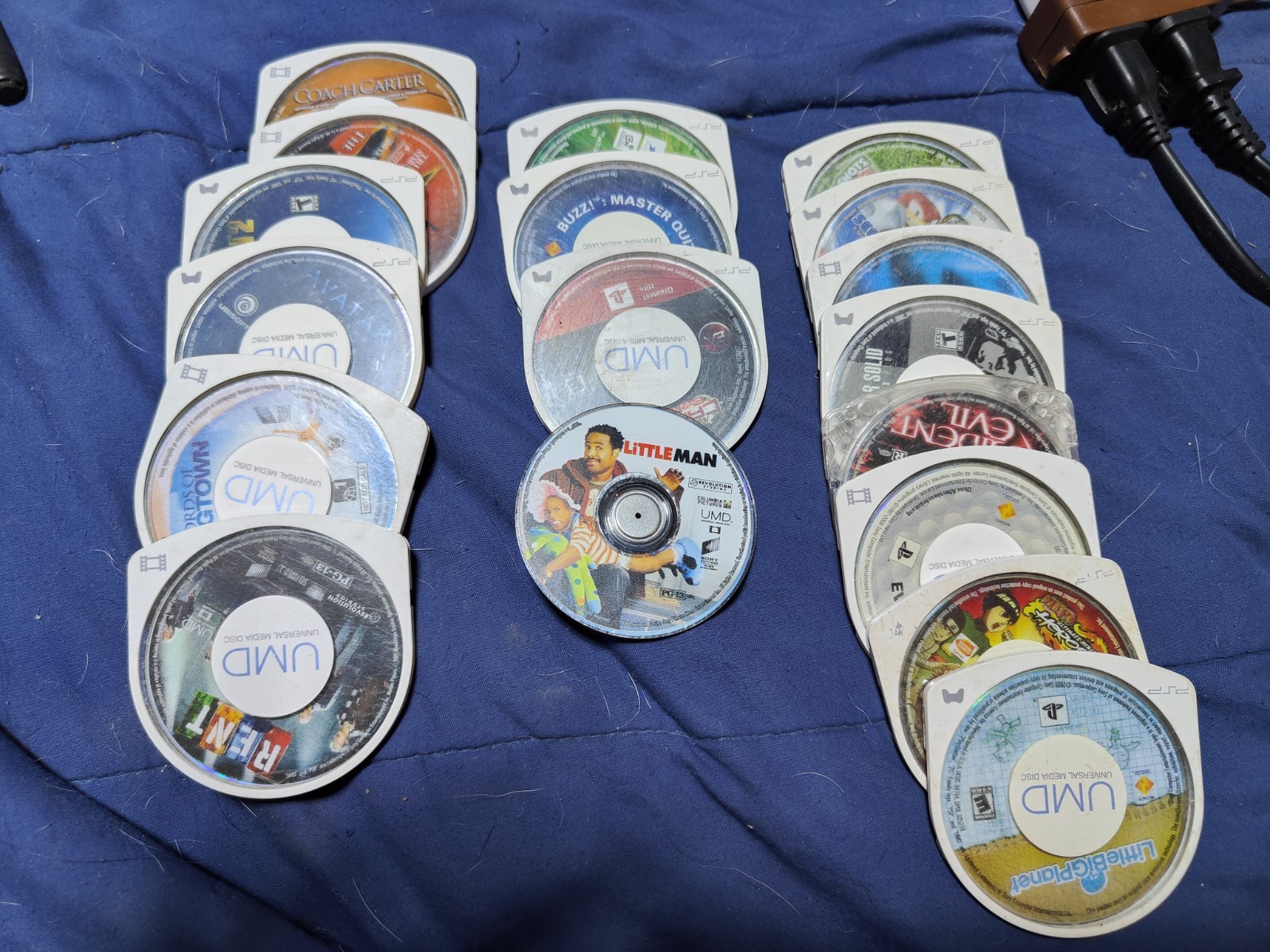 Sony PSP Console Lot with 2 Handhelds, UMD Discs, Power Adapter