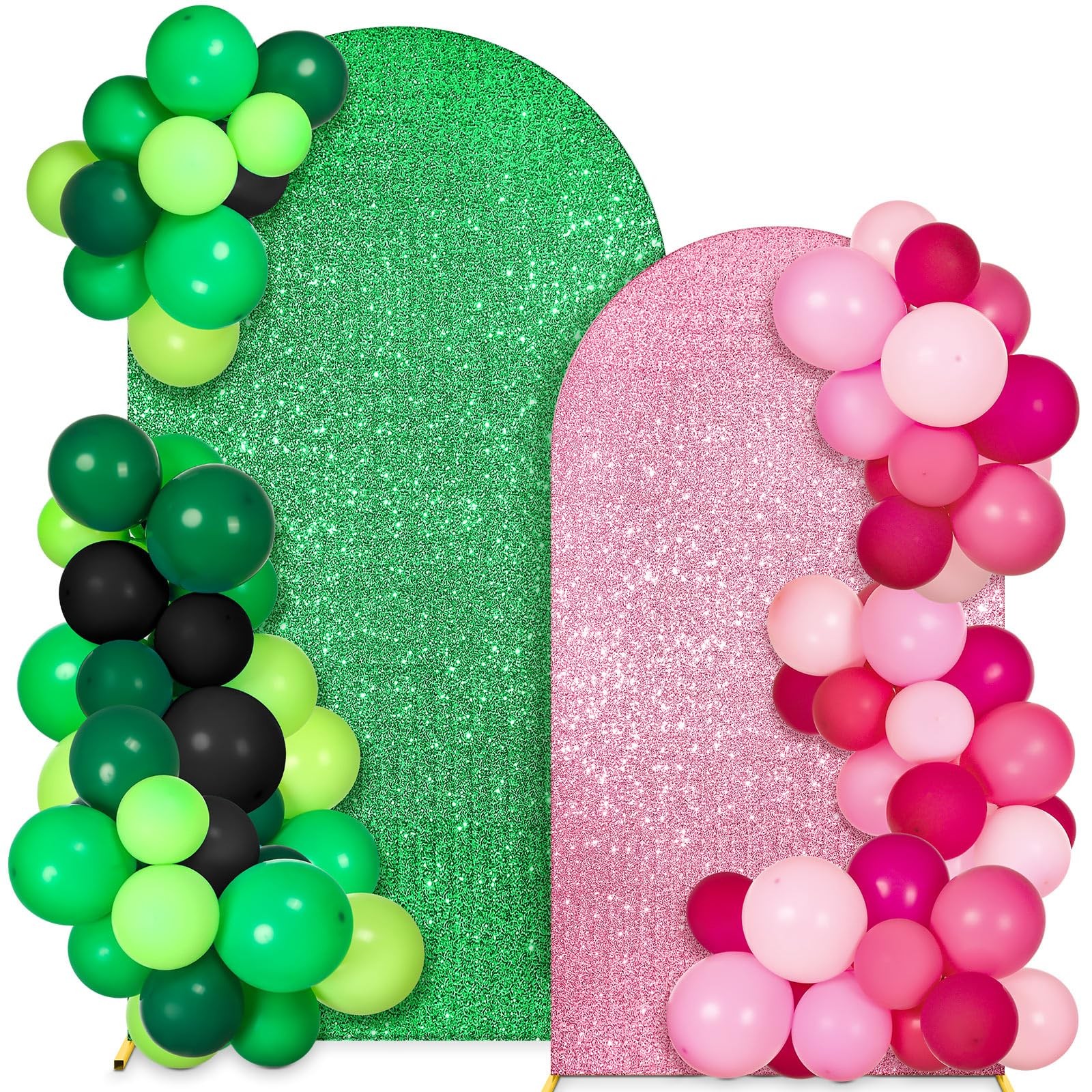 Sequin Green and Pink Arch Backdrop Cover Set of 2 Witch Themed Party Decorat...