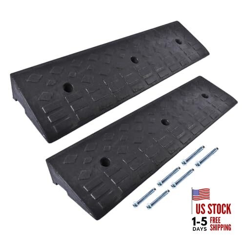 2 Pack 4'' Rubber Curb Ramp Heavy Duty Loading Curb Ramps Driveway Curb Ramp 