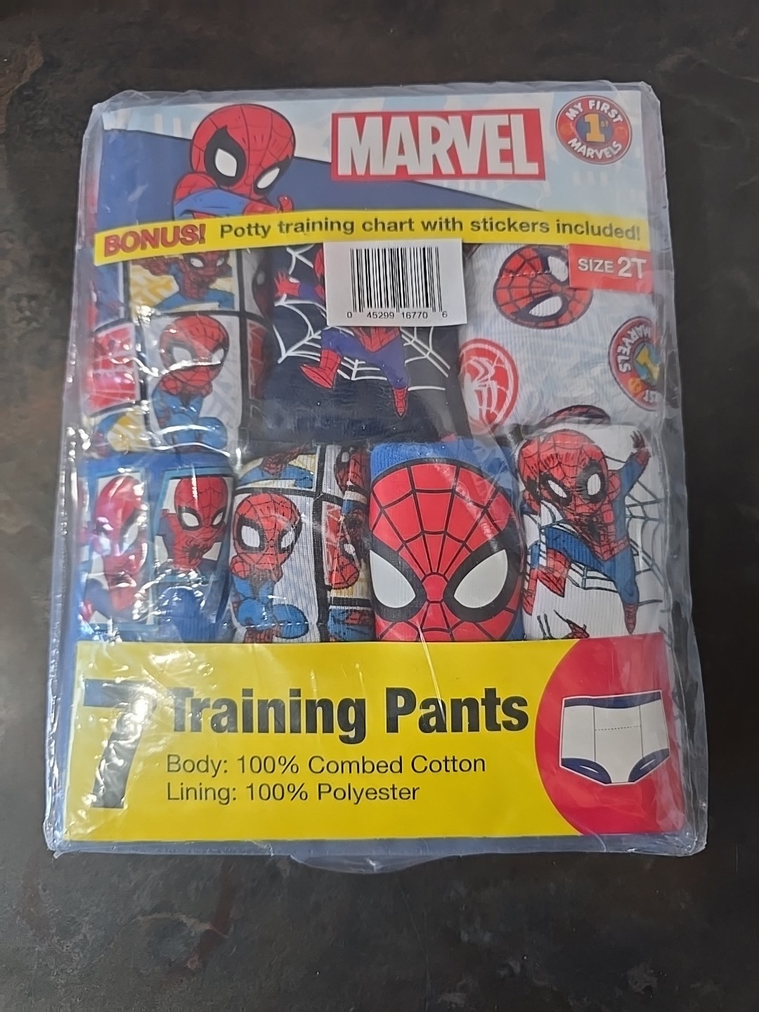Spiderman Potty Training Pants 2T + Chart & Stickers My First Marvels 7 Pack New