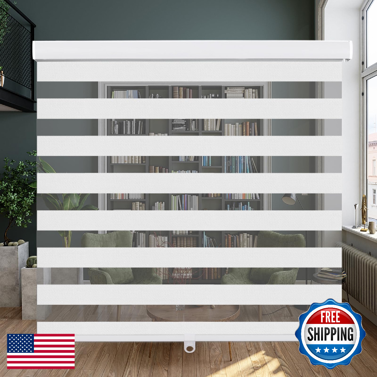 LUCKUP Cordless Zebra Blinds Roller Shades - Dual Layer, High Shading