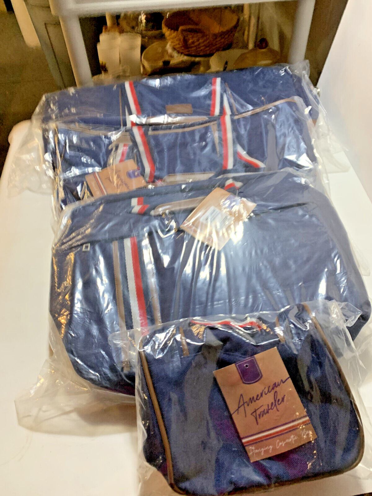 4 PC NEW IN PACKAGE CANVAS travel Set luggage W/ suitcase 2 Totes Cosmetic bag 