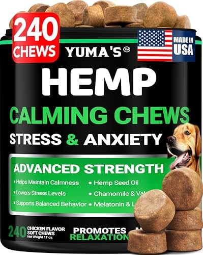 Hemp Calming Chews for Dogs - Anxiety Relief Supplement Treats with Melatonin