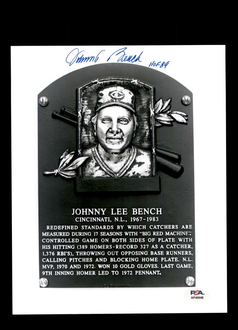 Johnny Bench PSA DNA Autograph 8x10 Photo Signed Reds