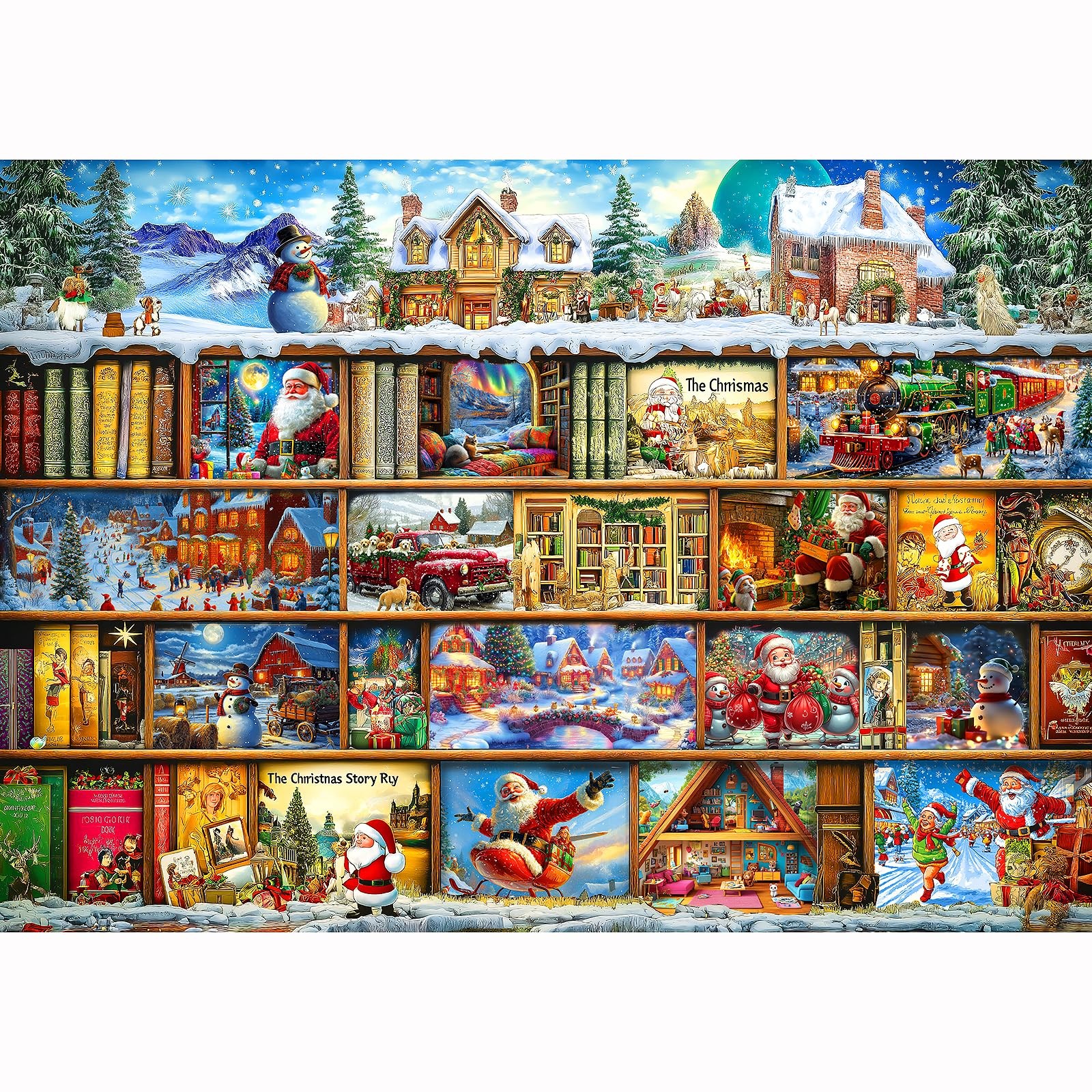 Christmas Jigsaw Puzzles for Adults 1000 Piece Book Library Puzzle for Adults...