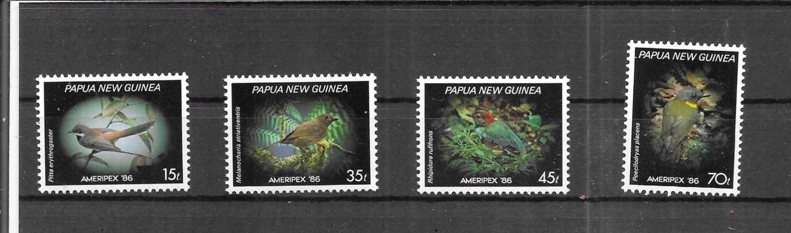 PAPUA NEW GUINEA 1986. AMERIPEX- BIRDS. SET. MINT FULL GUM. AS PER SCAN.