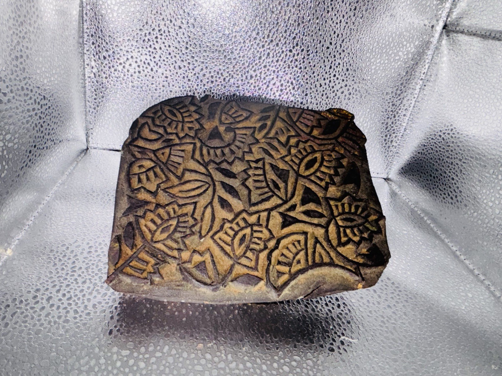 Antique Hand Carved Wood Printing Block India Textile floral Stamp Wallpaper