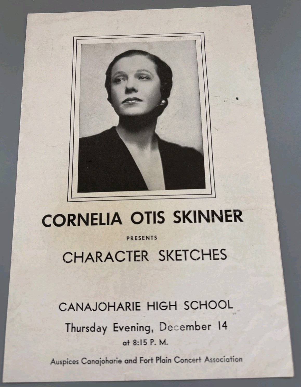 Cornelia Otis Skinner Character Sketches Program Canajoharie High School Dec 14