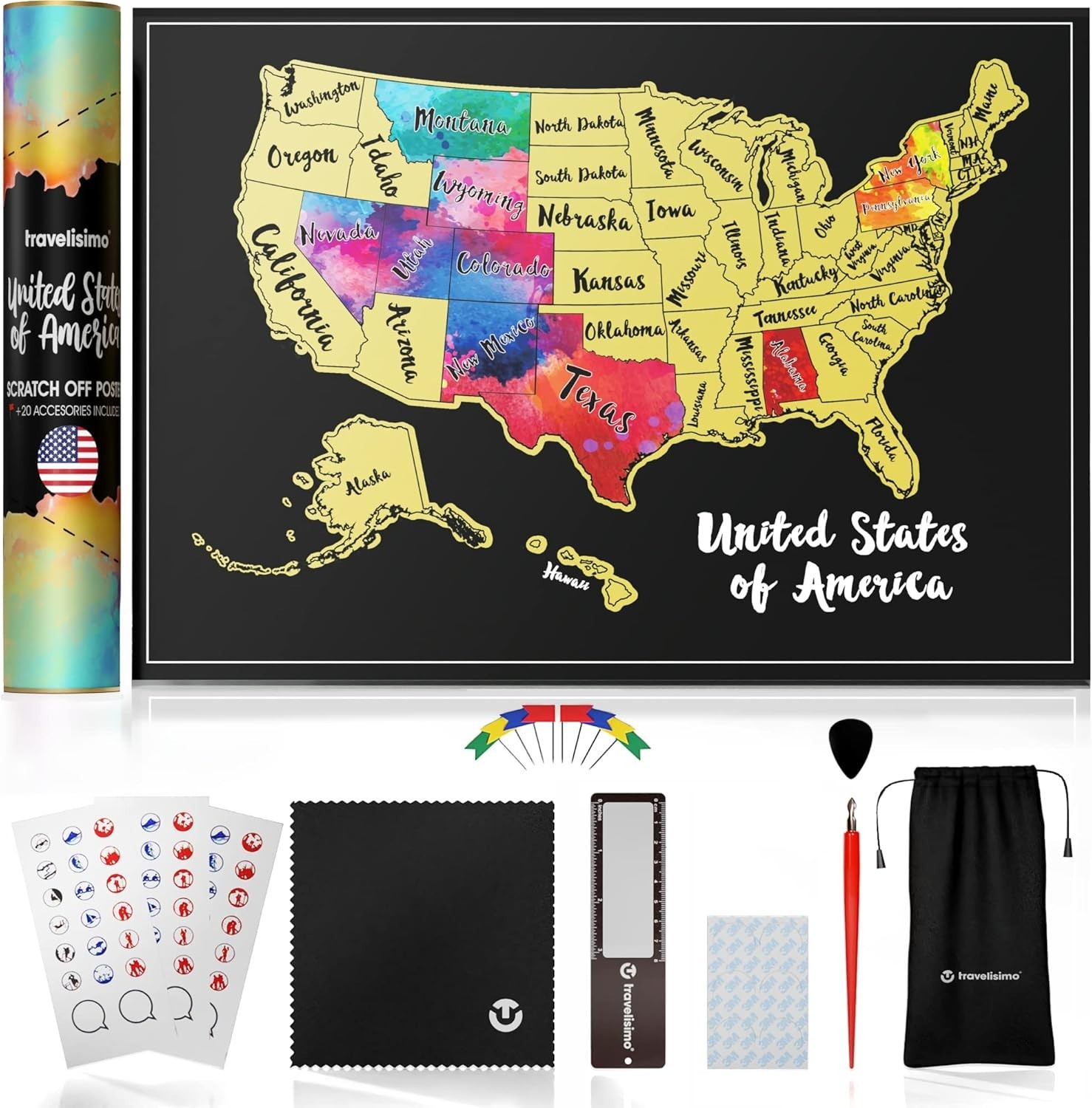 Scratch off Map of United States, 12X17 Inch Map, United States Map for Traveli
